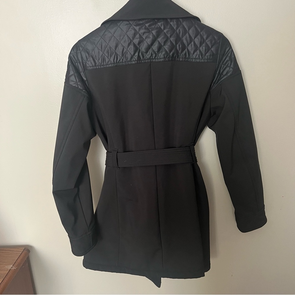 MICHAEL Michael Kors Black lined winter Trench Coat with Gold Accents - Picture 5 of 12